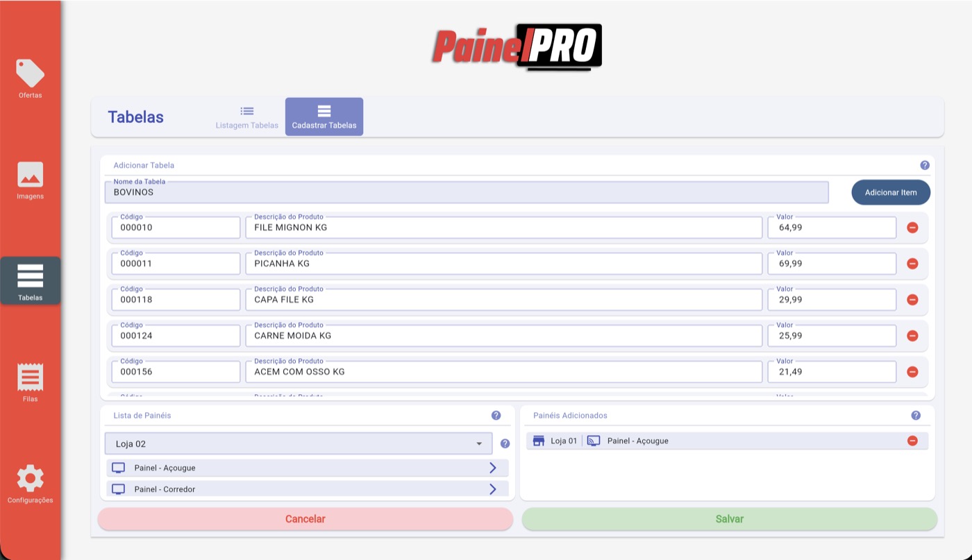 Control Web com cadastro de tabela de preços para setores do varejo